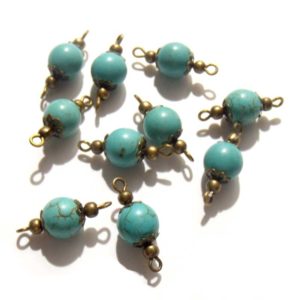 connecteur bronze avec perle turquoise