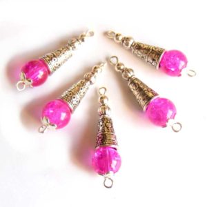 connecteurs bijoux perles fuchsia