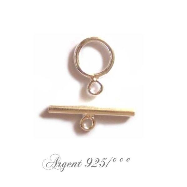 Fermoir toggle en argent 925, pour collier ou bracelet
