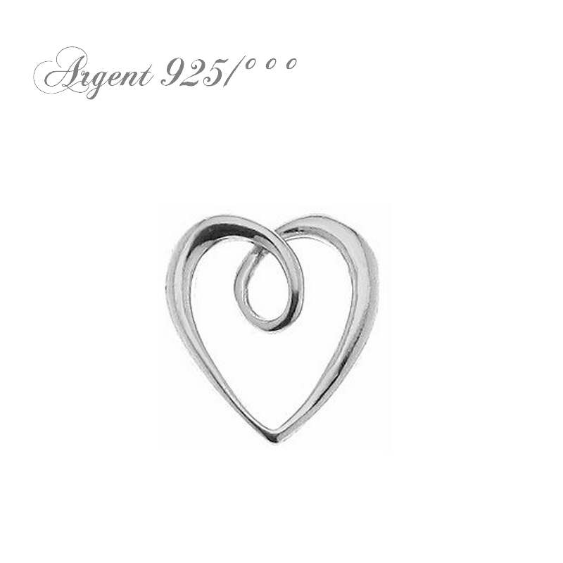 Coeur 12 mm, argent 925, breloque, connecteur ou pendentif