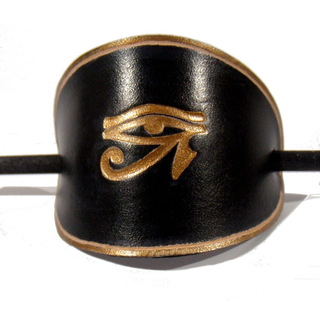 barrette cuir noire et or oeil d horus