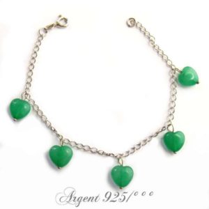 Bracelet chaîne argent massif et pierres fines aventurine