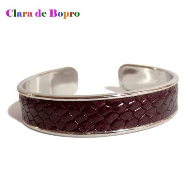 bracelet manchette pour femme , jonc en cuir marron
