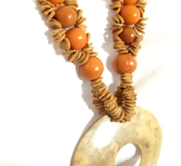 Collier perle naturelle, style ethnique en graines de palmier açaï et ivoire végétal – Image 4