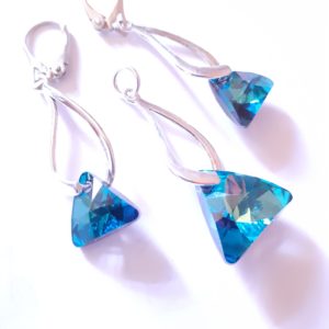 ensemble bijoux en argent 925 et cristaux bermuda blue