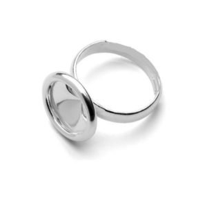 Support bague pour cabochon Rivoli 10 mm, en argent massif