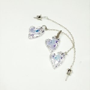 Parure bijoux coeurs en argent sterling et cristaux couleur Crystal AB