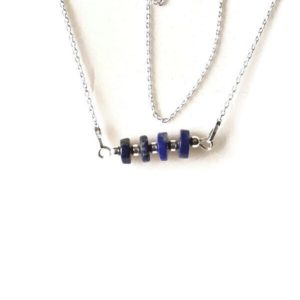 Lapis lazuli collier minimaliste en argent sterling et pierres naturelles