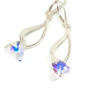 Boucles d'oreilles pendantes en argent 925 et cristaux Crystal Aurora Borealis