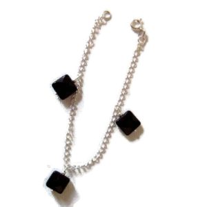 Bracelet femme en onyx noir et chaîne argent 925