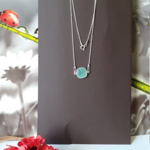 Collier minimaliste en Chrysoprase et argent sterling