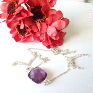 Collier minimaliste en Améthyste et argent sterling