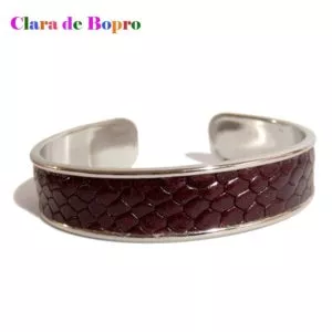 bracelet manchette pour femme , jonc en cuir marron