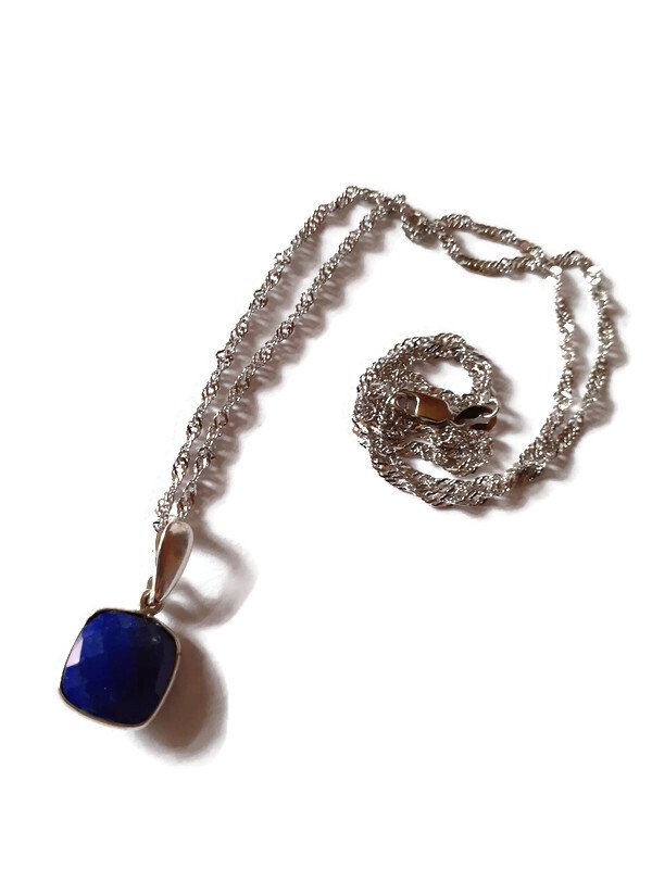Lapis lazuli ras du cou chaîne torsadée en argent 925 rhodié – Image 4