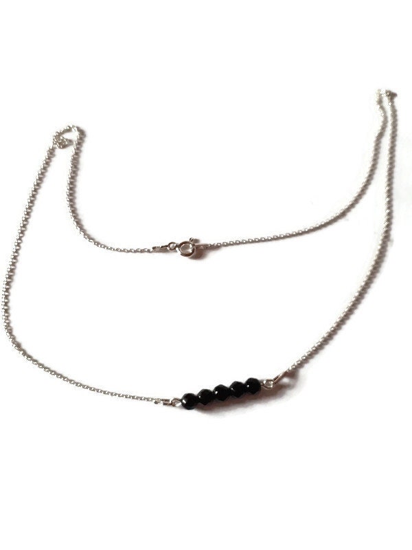 Onyx collier ras du cou minimaliste en argent massif et pierre naturelle – Image 4