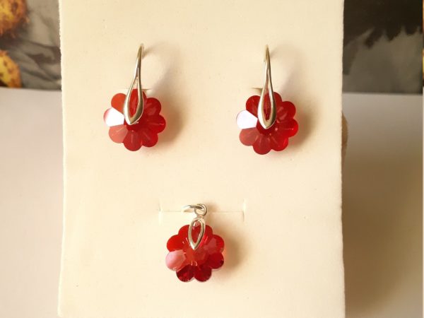 Parure bijoux en argent sterling et Marguerites Red Magma