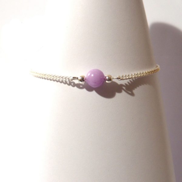 bracelet argenté minimaliste perle pierre gemme