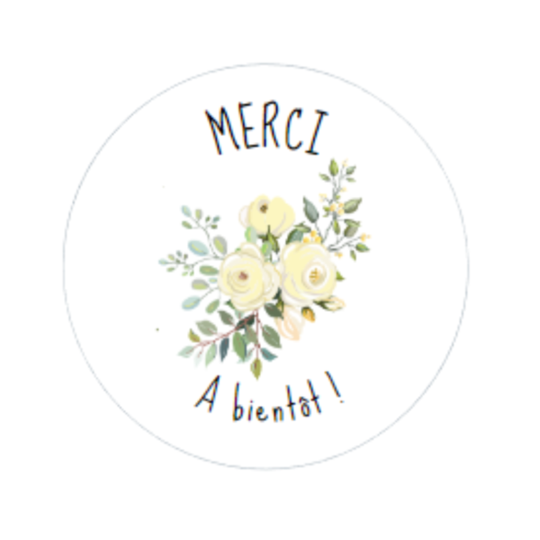 sticker merci, étiquette remerciements pro