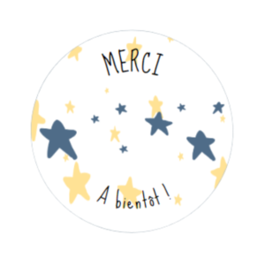 étiquette remerciements pro, sticker personnalisé, packaging