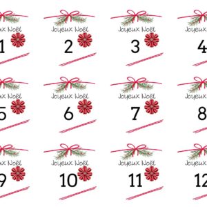 Étiquettes calendrier AVENT, autocollantes Noël, étiquettes adhésives fête, sticker AVENT, emballage cadeaux Noël