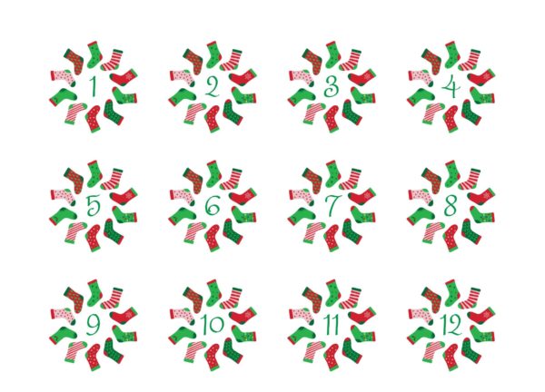 Étiquettes calendrier AVENT, autocollantes Noël, étiquettes adhésives fête, sticker AVENT, emballage cadeaux Noël