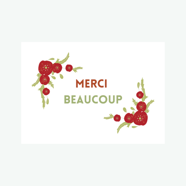 Carte remerciements fleurie, carte merci pour votre achat, carte postale personnalisable, emballage entreprise